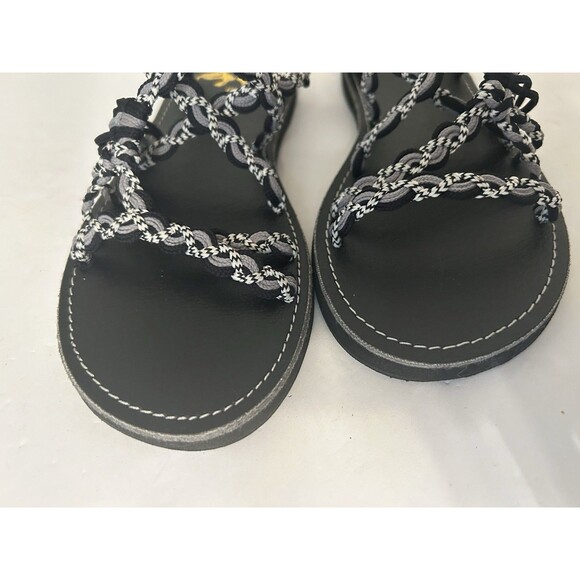 Rabbit Rabbit braided Cord Sandals W Size EU 39 8 To 8.5 Black Gray White Nwot - Picture 3 of 5